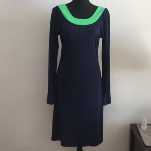 Long sleeved, scoop neck knit dress
